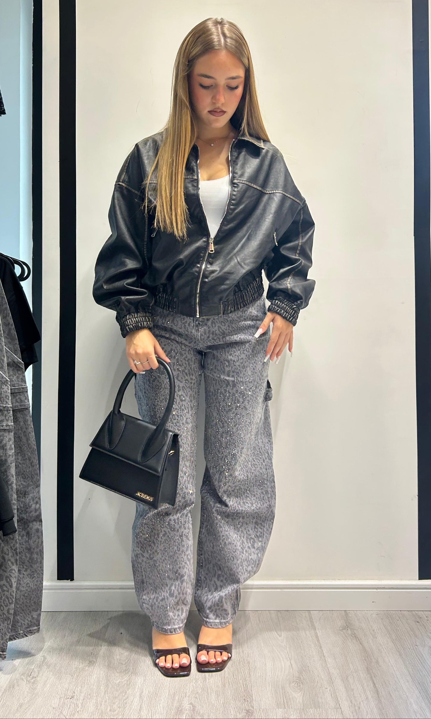 Giubbotto in eco pelle over