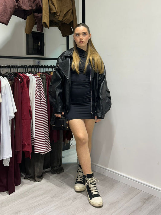 Giubbotto Felpato in Eco Pelle