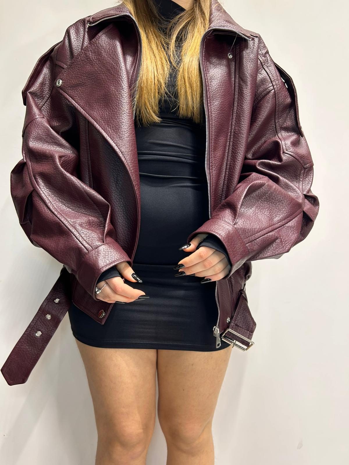 Giubbotto Felpato in Eco Pelle