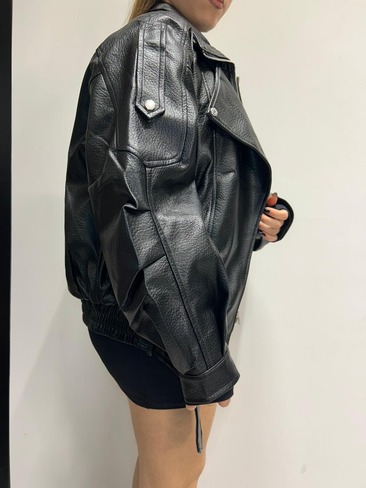 Giubbotto Felpato in Eco Pelle