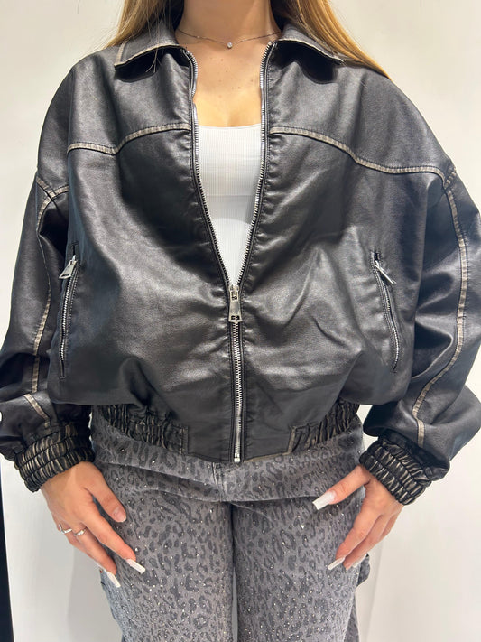 Giubbotto in eco pelle over