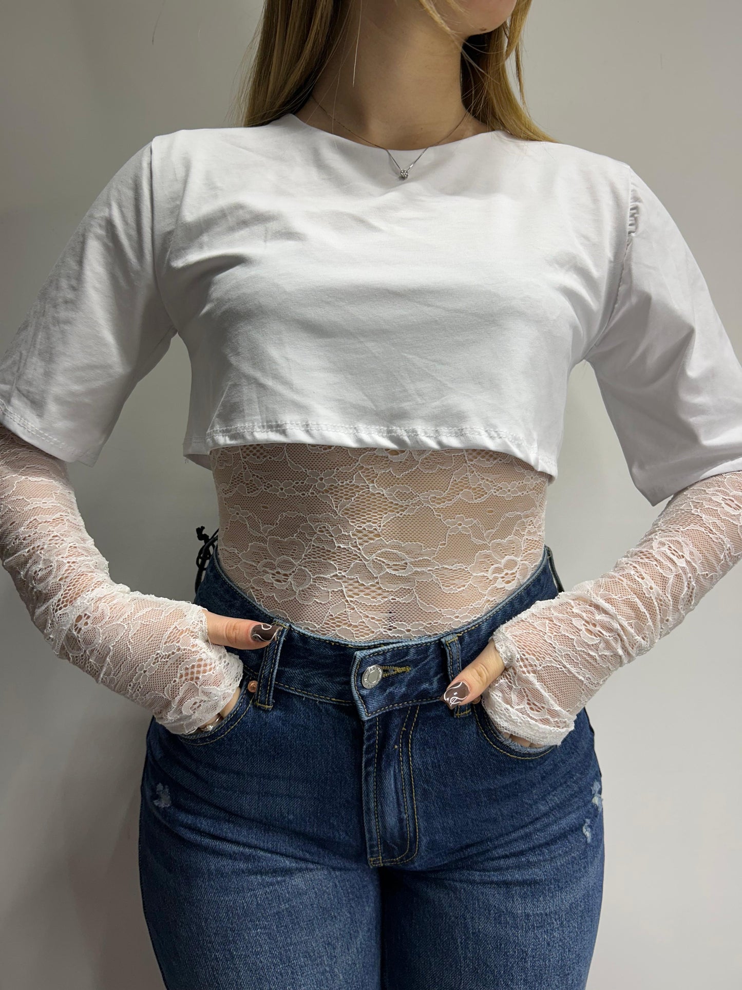 Body merletto a guanto