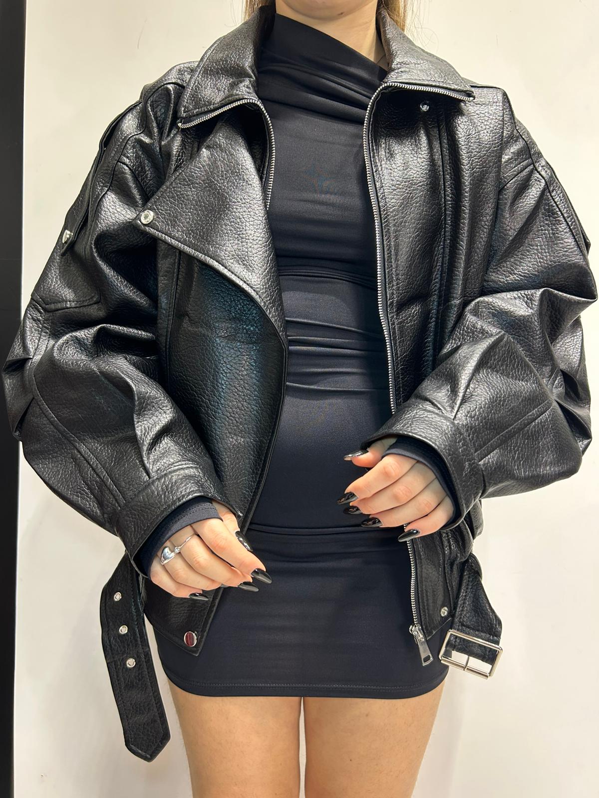 Giubbotto Felpato in Eco Pelle